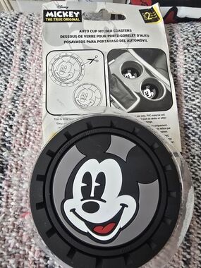 Disney Black, Gray & White Mickey Auto Cup Holder Coasters